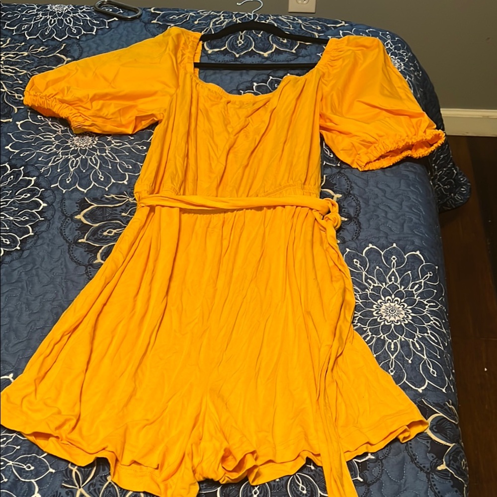 Bright Yellow Puff Sleeve Romper